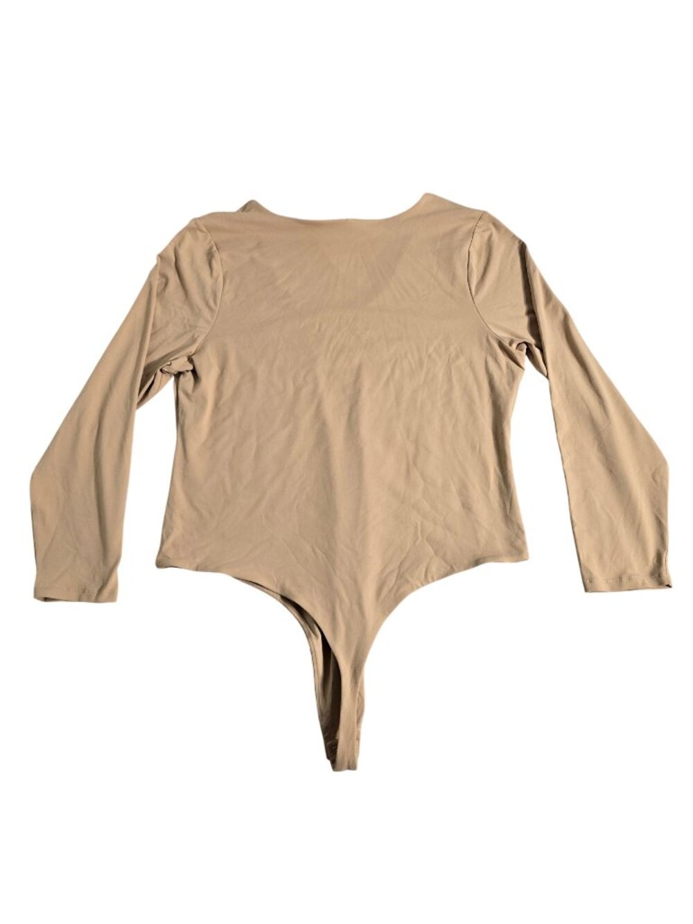 Tan Long Sleeve Scoop Neck Bodysuit XXXL Nylon/Spandex Blend Made In Vietnam